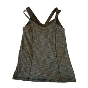 Lululemon Run for Gold Heathered Gator Green Cross Straps Built in Bra Size 8